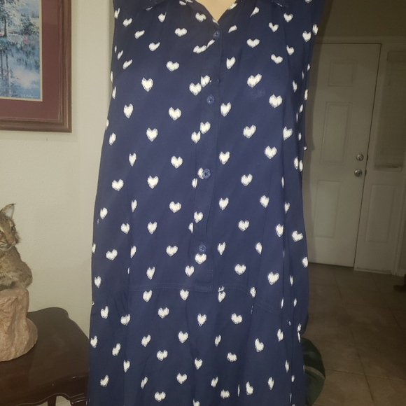 Beachlunchlounge m flowy viscose shirt dress bubbling love hearts sleeveless - Picture 5 of 7